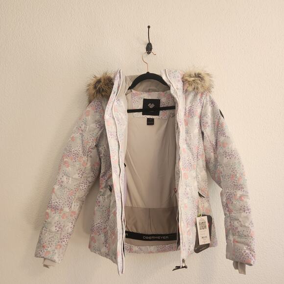Obermeyer Women's Size 4 Pastel Floral Faux Fur Snow Jacket NWT - Picture 1 of 8